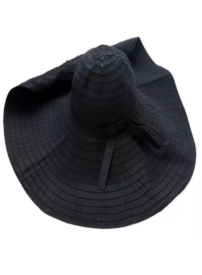 Tinkeep Oversized Sun Hats for Women Extra Large Wide Brim Beach Hat Foldable Roll up Floppy (Black) - Image 5